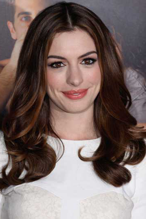 Anne Hathaway with long hair