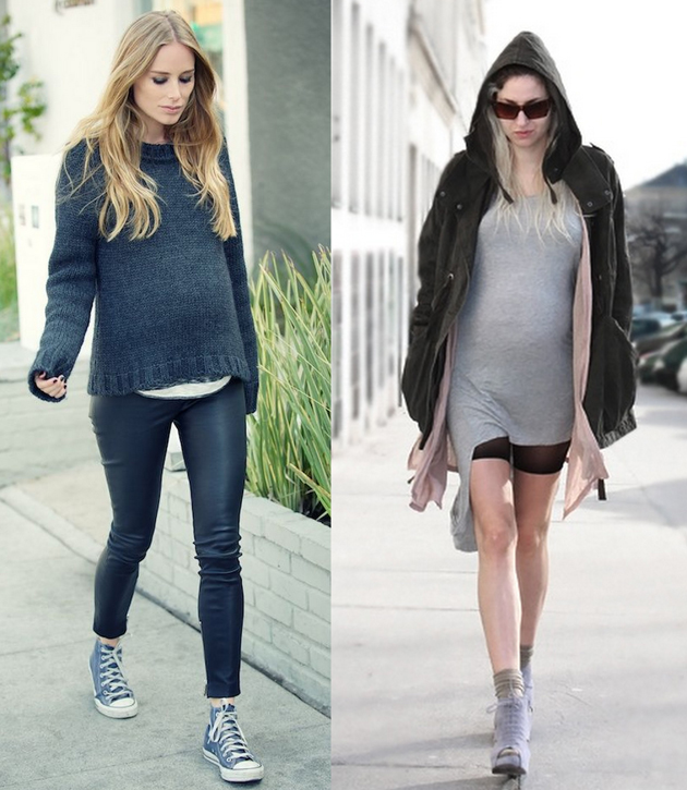 pregnant women wearing cool leggings with long shirts. they are looking great