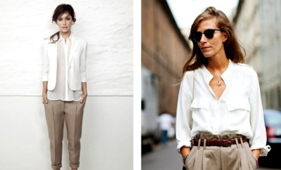 ce-sa-port-la-birou.-beige-pants+and+white-shirt-work-office-attire